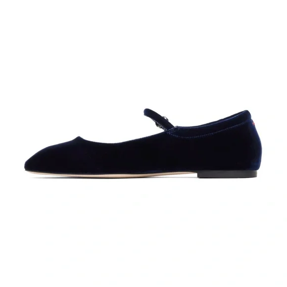 AEYDE Navy Uma Velvet Mary-Jane Ballerina Flats EU 37 - Picture 4 of 8